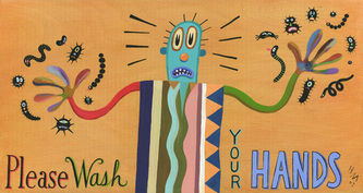 Humorous Health Print Please Wash Your Hands by greater Boston area artist Hal Mayforth