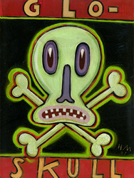 Humorous print Glo Skull by greater Boston area artist Hal Mayforth